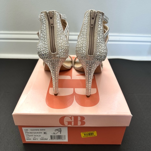 Gianni Bini Prom Queen Rhinestone Heels- Champagne/Light Gold Wedding Heels - Picture 4 of 8